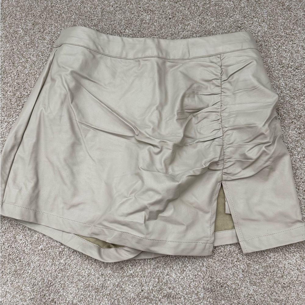 Lilyful Ruched Faux Leather Skort